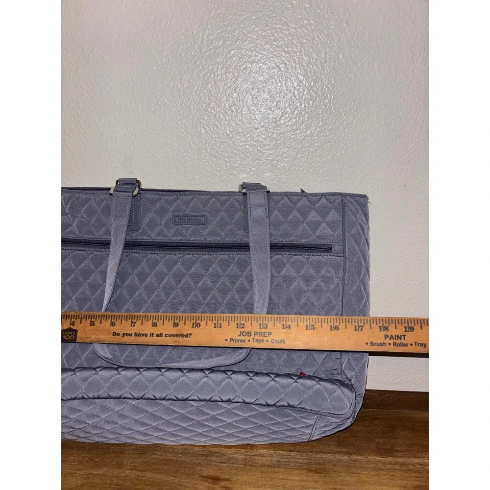 Vera Bradley Grey Quilted Travel Work Commuter Tote Bag Laptop Sleeve Trolley